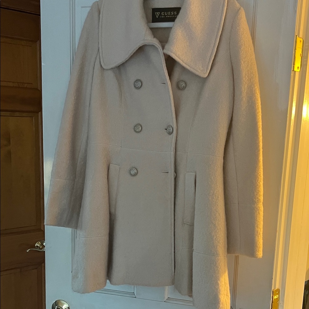Guess Women's Elegant Cream Pea Coat